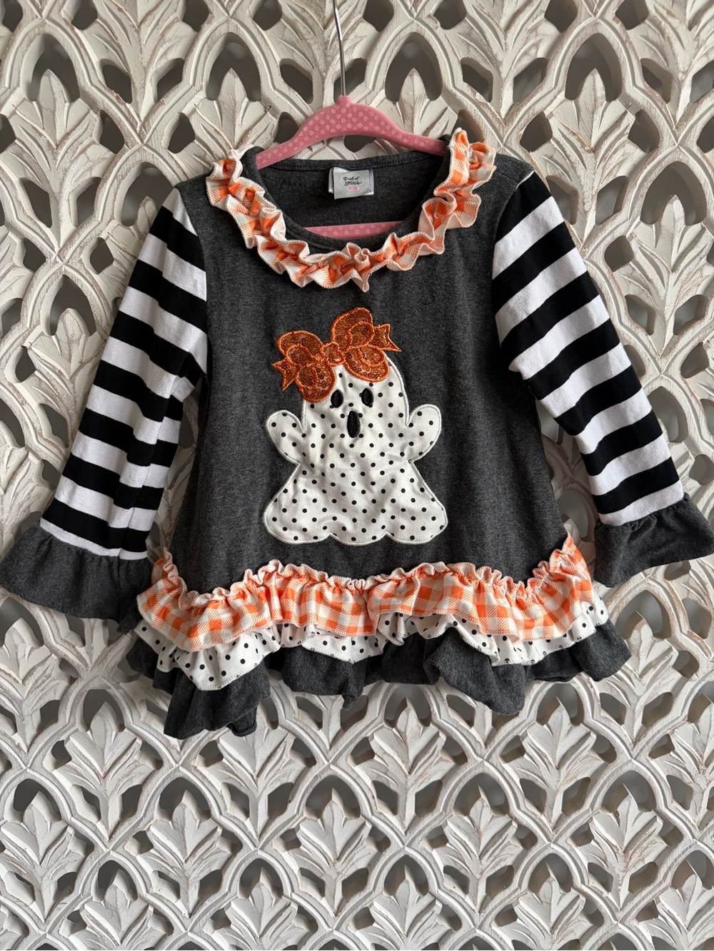 Dash of Glitter Halloween Ghost Ruffle Tunic Dress Girls Small / 2T